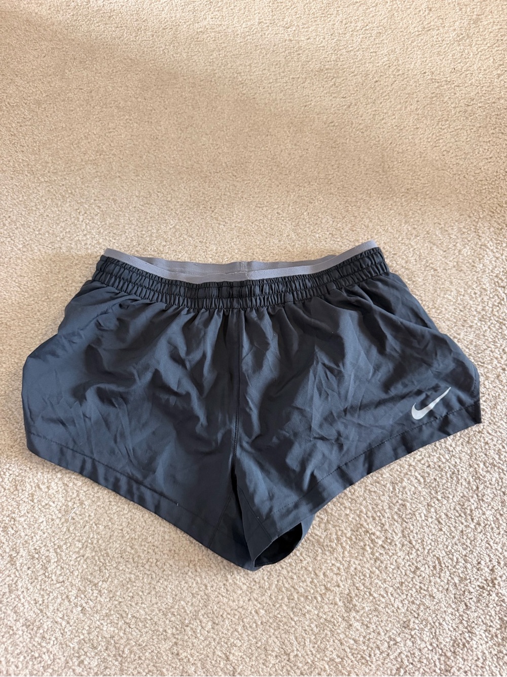 Nike Women's Dark Gray Athletic Running Shorts with Reflective Swoosh